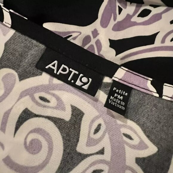 Apt 9. Sz PM.  Stretch Roman Key Border Tie Back Shift Sheath Purple. B114 - Picture 6 of 6